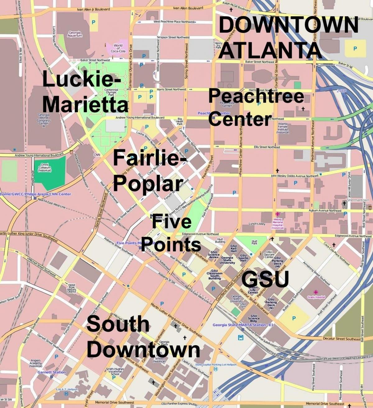 şəhərin xəritəsi Atlanta