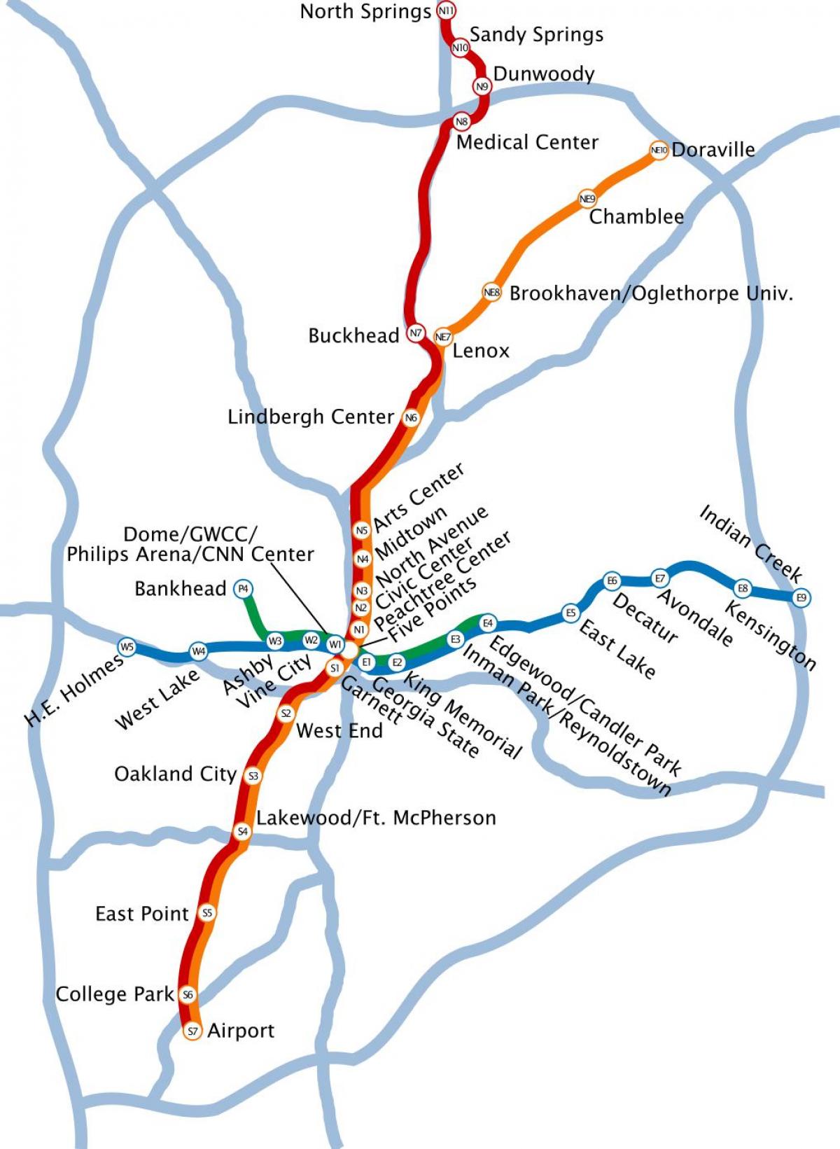 metro xəritəsi Atlanta