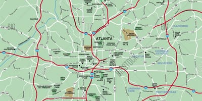 Daha böyük ərazini xəritədə Atlanta